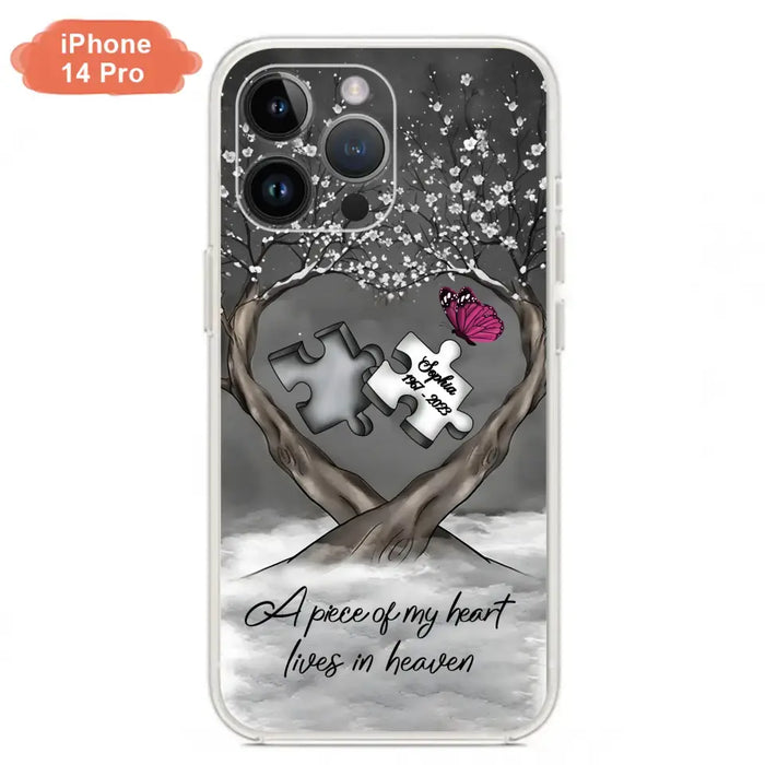 Custom Personalized Memorial Phone Case - Memorial Gift Idea For Family Member - Case For iPhone/ Samsung - A Piece Of My Heart Lives In Heaven