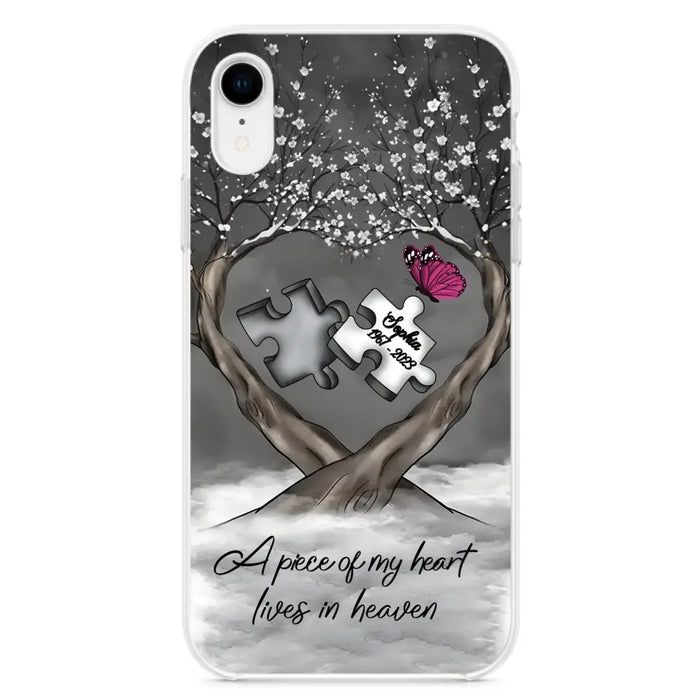 Custom Personalized Memorial Phone Case - Memorial Gift Idea For Family Member - Case For iPhone/ Samsung - A Piece Of My Heart Lives In Heaven