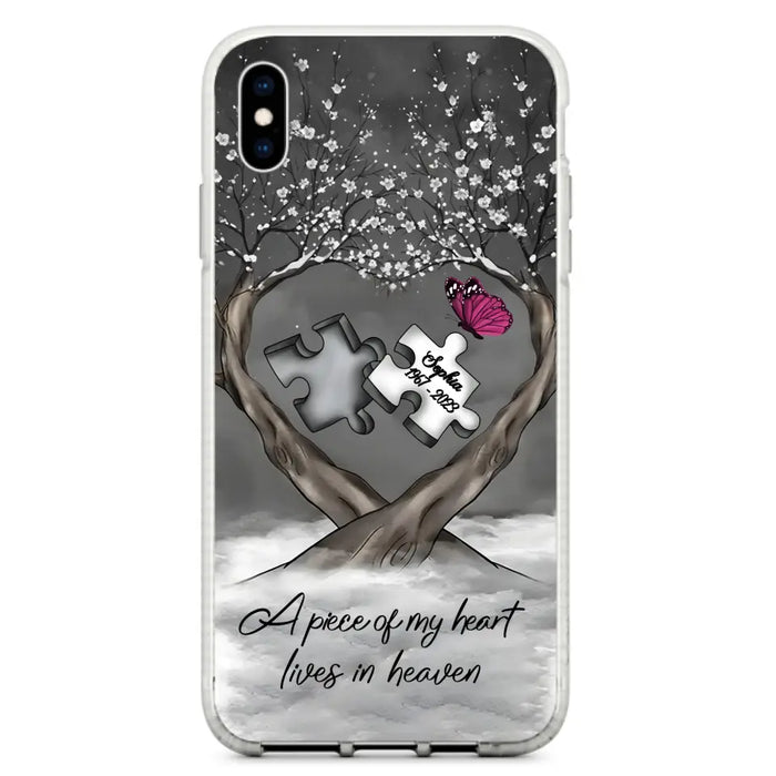 Custom Personalized Memorial Phone Case - Memorial Gift Idea For Family Member - Case For iPhone/ Samsung - A Piece Of My Heart Lives In Heaven