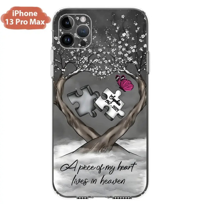 Custom Personalized Memorial Phone Case - Memorial Gift Idea For Family Member - Case For iPhone/ Samsung - A Piece Of My Heart Lives In Heaven