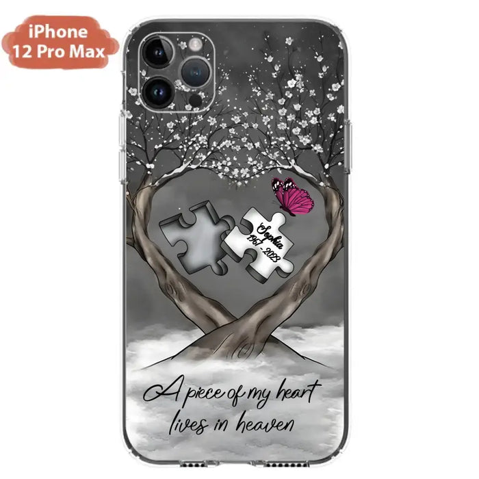 Custom Personalized Memorial Phone Case - Memorial Gift Idea For Family Member - Case For iPhone/ Samsung - A Piece Of My Heart Lives In Heaven