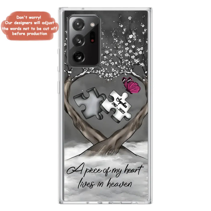 Custom Personalized Memorial Phone Case - Memorial Gift Idea For Family Member - Case For iPhone/ Samsung - A Piece Of My Heart Lives In Heaven