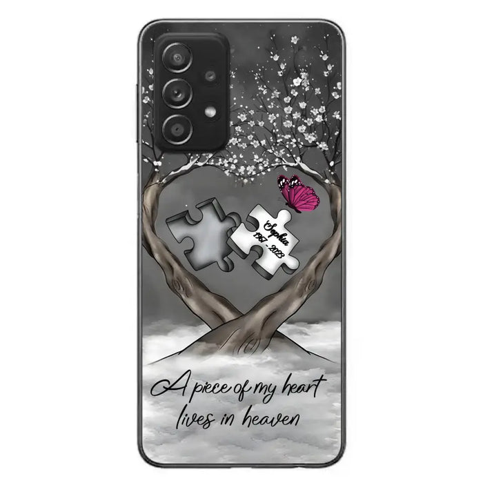 Custom Personalized Memorial Phone Case - Memorial Gift Idea For Family Member - Case For iPhone/ Samsung - A Piece Of My Heart Lives In Heaven