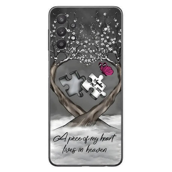 Custom Personalized Memorial Phone Case - Memorial Gift Idea For Family Member - Case For iPhone/ Samsung - A Piece Of My Heart Lives In Heaven