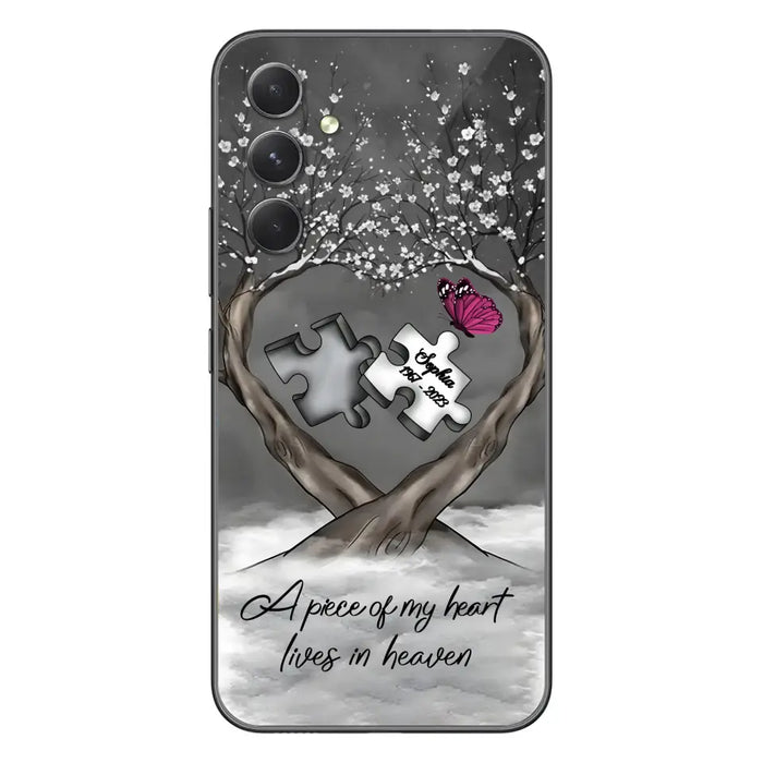 Custom Personalized Memorial Phone Case - Memorial Gift Idea For Family Member - Case For iPhone/ Samsung - A Piece Of My Heart Lives In Heaven