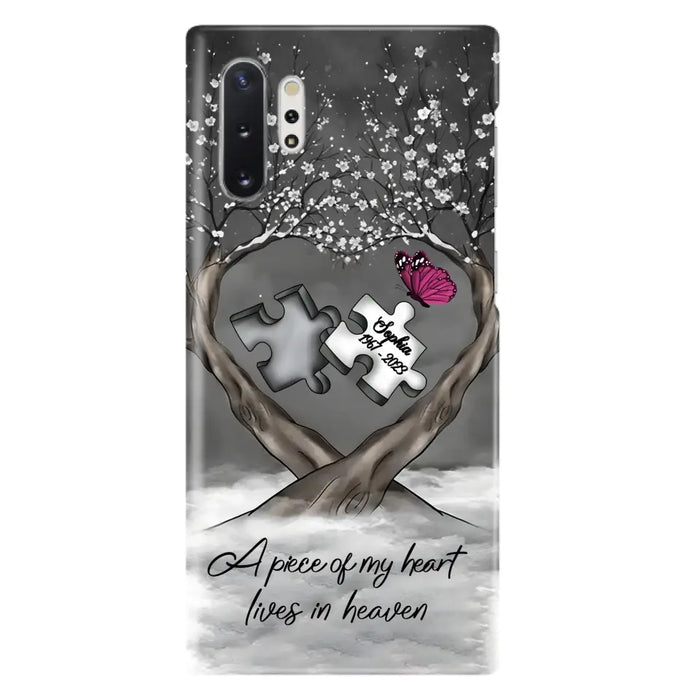 Custom Personalized Memorial Phone Case - Memorial Gift Idea For Family Member - Case For iPhone/ Samsung - A Piece Of My Heart Lives In Heaven