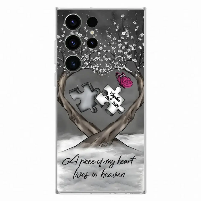 Custom Personalized Memorial Phone Case - Memorial Gift Idea For Family Member - Case For iPhone/ Samsung - A Piece Of My Heart Lives In Heaven