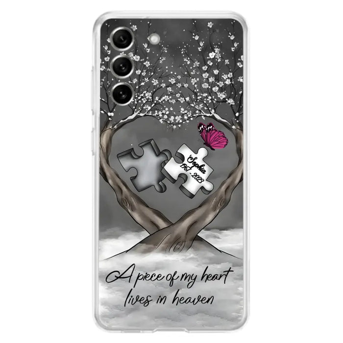 Custom Personalized Memorial Phone Case - Memorial Gift Idea For Family Member - Case For iPhone/ Samsung - A Piece Of My Heart Lives In Heaven