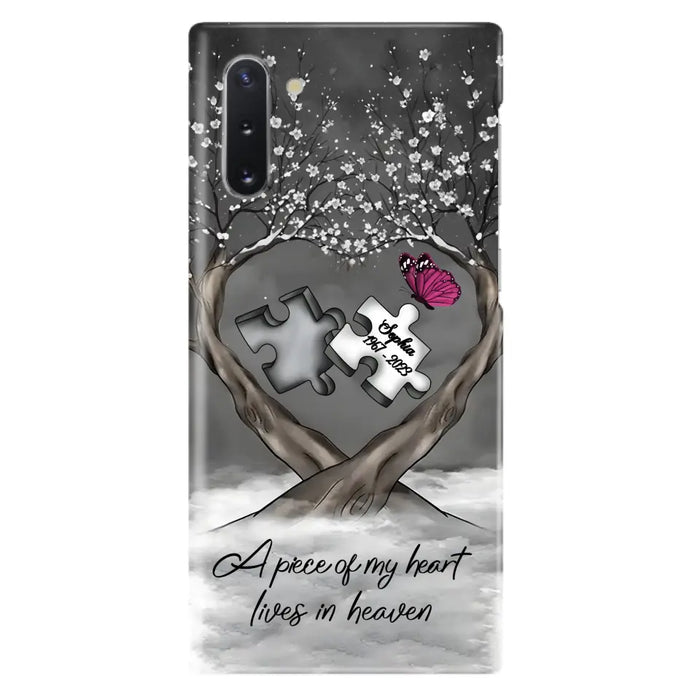 Custom Personalized Memorial Phone Case - Memorial Gift Idea For Family Member - Case For iPhone/ Samsung - A Piece Of My Heart Lives In Heaven