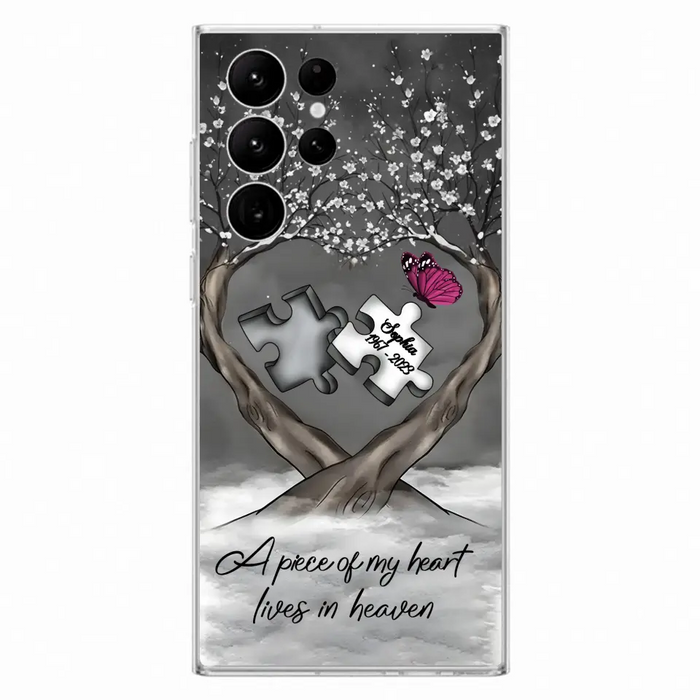 Custom Personalized Memorial Phone Case - Memorial Gift Idea For Family Member - Case For iPhone/ Samsung - A Piece Of My Heart Lives In Heaven