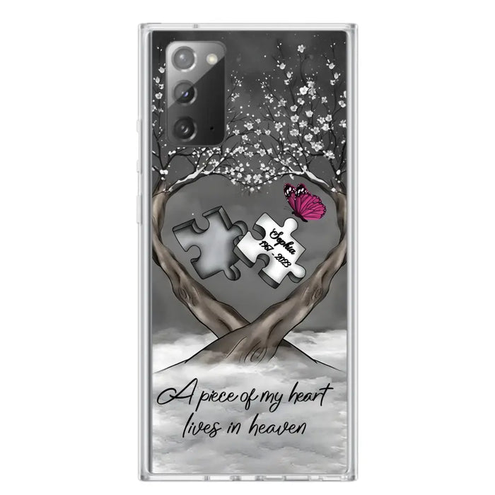 Custom Personalized Memorial Phone Case - Memorial Gift Idea For Family Member - Case For iPhone/ Samsung - A Piece Of My Heart Lives In Heaven