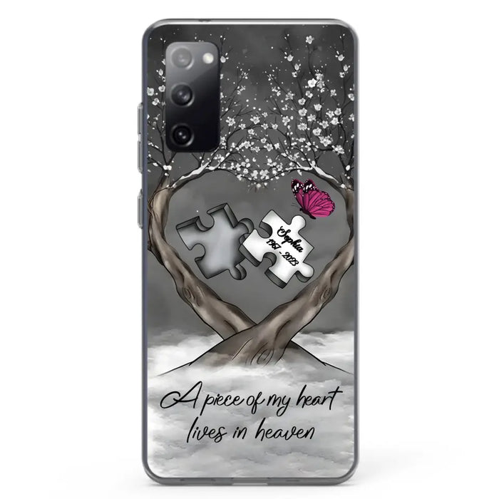 Custom Personalized Memorial Phone Case - Memorial Gift Idea For Family Member - Case For iPhone/ Samsung - A Piece Of My Heart Lives In Heaven