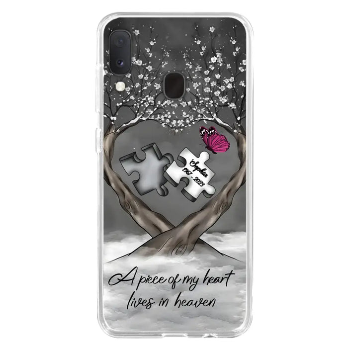 Custom Personalized Memorial Phone Case - Memorial Gift Idea For Family Member - Case For iPhone/ Samsung - A Piece Of My Heart Lives In Heaven