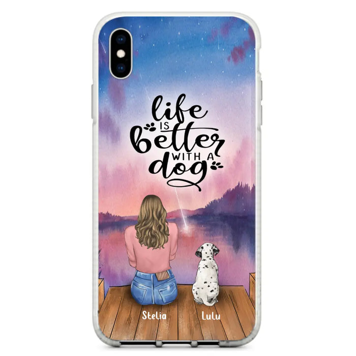 Custom Personalized Dog Mom Phone Case - Gifts For Dog Lovers With Upto 4 Dogs - Life Is Better With A Dog - Case For iPhone, Samsung And Xiaomi