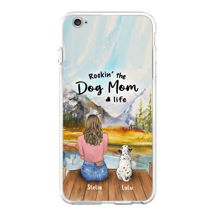 Custom Personalized Dog Mom Phone Case - Gifts For Dog Lovers With Upto 4 Dogs - Rockin' The Dog Mom Life - Case For iPhone, Samsung And Xiaomi