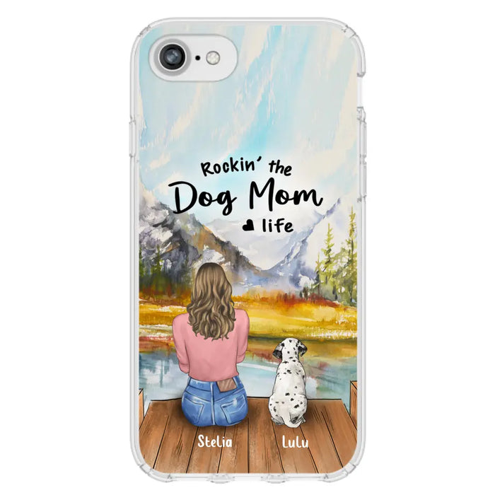 Custom Personalized Dog Mom Phone Case - Gifts For Dog Lovers With Upto 4 Dogs - Rockin' The Dog Mom Life - Case For iPhone, Samsung And Xiaomi