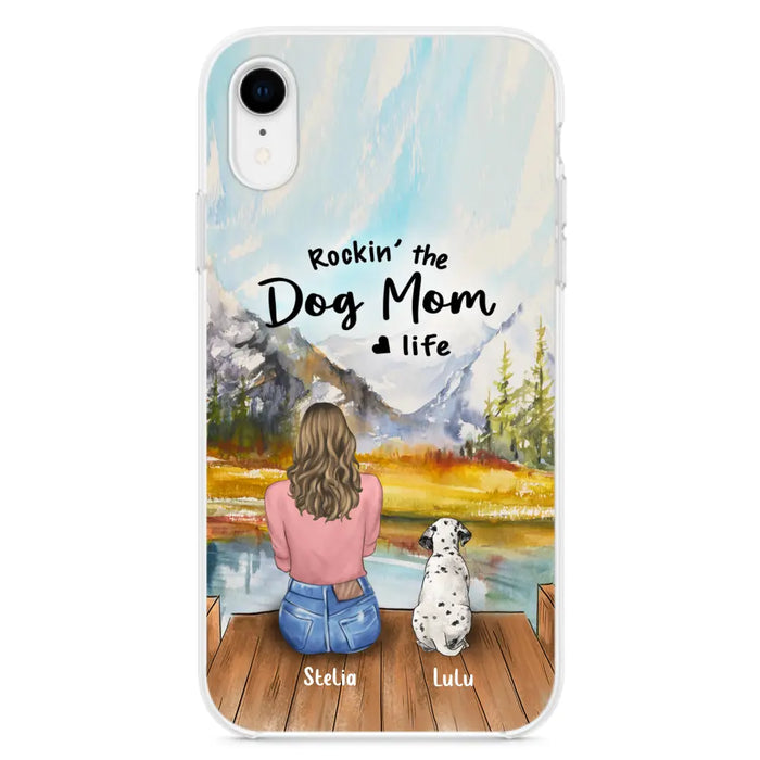 Custom Personalized Dog Mom Phone Case - Gifts For Dog Lovers With Upto 4 Dogs - Rockin' The Dog Mom Life - Case For iPhone, Samsung And Xiaomi