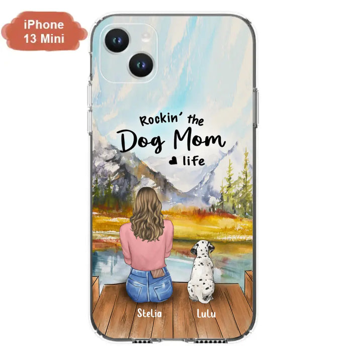 Custom Personalized Dog Mom Phone Case - Gifts For Dog Lovers With Upto 4 Dogs - Rockin' The Dog Mom Life - Case For iPhone, Samsung And Xiaomi