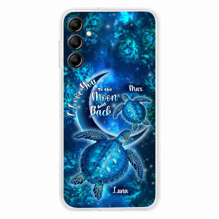 Custom Personalized Turtle Phone Case For Iphone and Samsung - Up to 6 Turtles - I Love You To The Moon And Back - IUNAG8