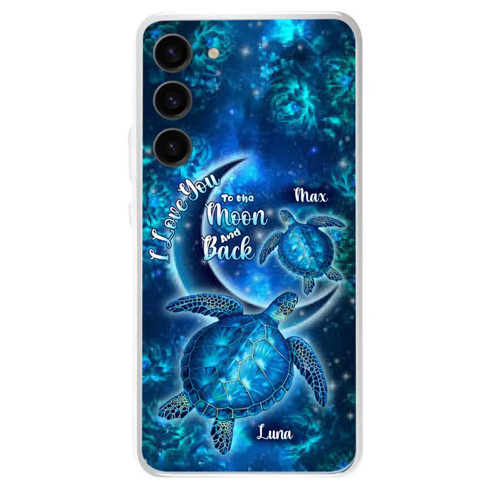 Custom Personalized Turtle Phone Case For Iphone and Samsung - Up to 6 Turtles - I Love You To The Moon And Back - IUNAG8