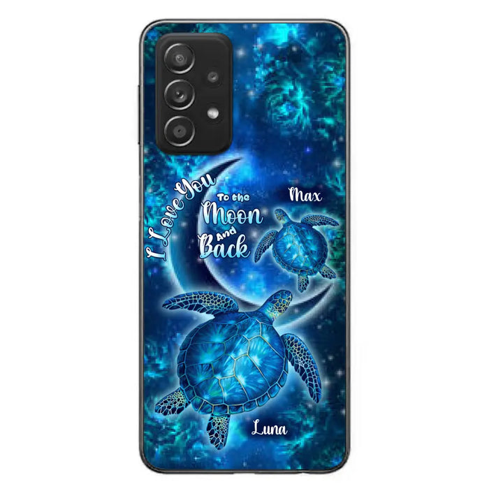 Custom Personalized Turtle Phone Case For Iphone and Samsung - Up to 6 Turtles - I Love You To The Moon And Back - IUNAG8