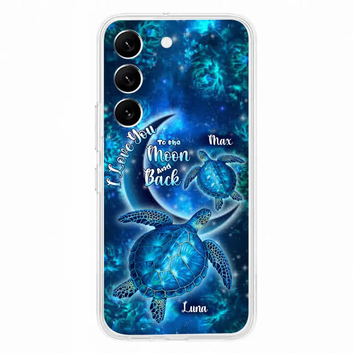 Custom Personalized Turtle Phone Case For Iphone and Samsung - Up to 6 Turtles - I Love You To The Moon And Back - IUNAG8