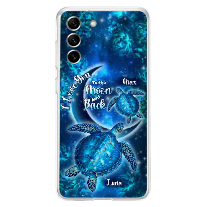 Custom Personalized Turtle Phone Case For Iphone and Samsung - Up to 6 Turtles - I Love You To The Moon And Back - IUNAG8