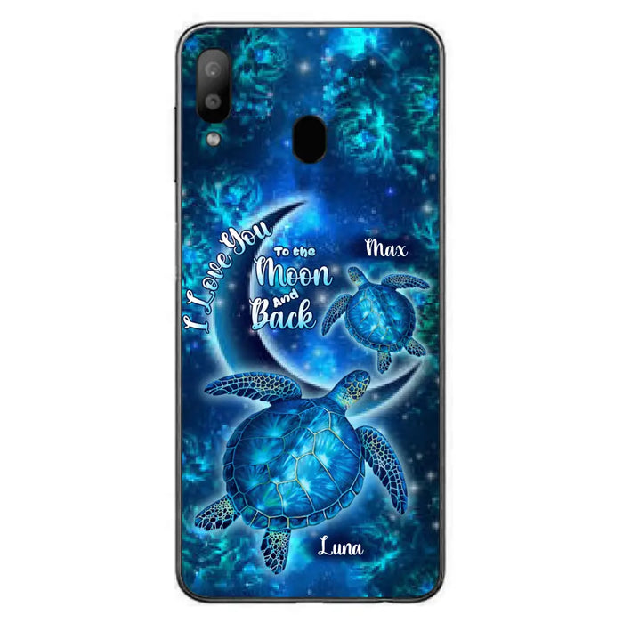 Custom Personalized Turtle Phone Case For Iphone and Samsung - Up to 6 Turtles - I Love You To The Moon And Back - IUNAG8