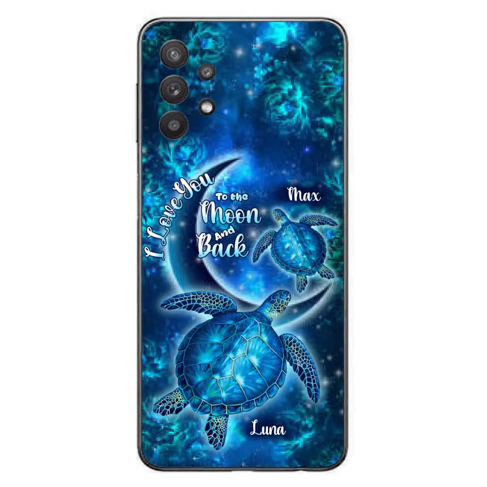 Custom Personalized Turtle Phone Case For Iphone and Samsung - Up to 6 Turtles - I Love You To The Moon And Back - IUNAG8