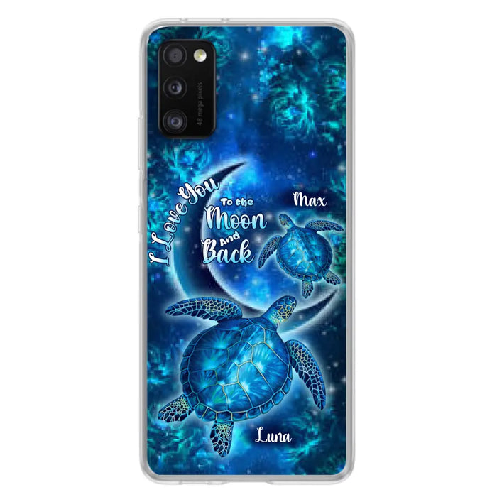 Custom Personalized Turtle Phone Case For Iphone and Samsung - Up to 6 Turtles - I Love You To The Moon And Back - IUNAG8