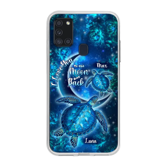 Custom Personalized Turtle Phone Case For Iphone and Samsung - Up to 6 Turtles - I Love You To The Moon And Back - IUNAG8