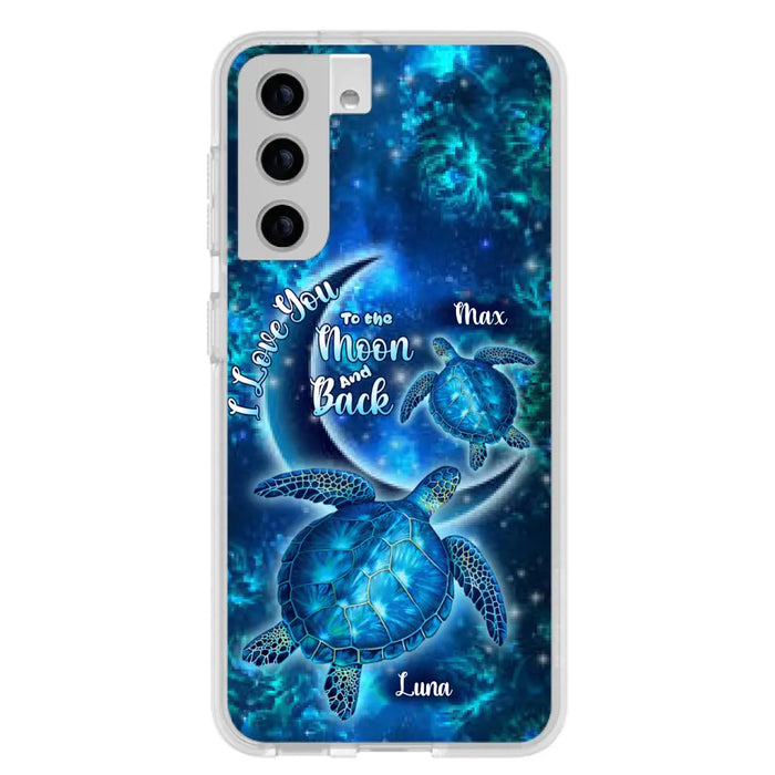 Custom Personalized Turtle Phone Case For Iphone and Samsung - Up to 6 Turtles - I Love You To The Moon And Back - IUNAG8