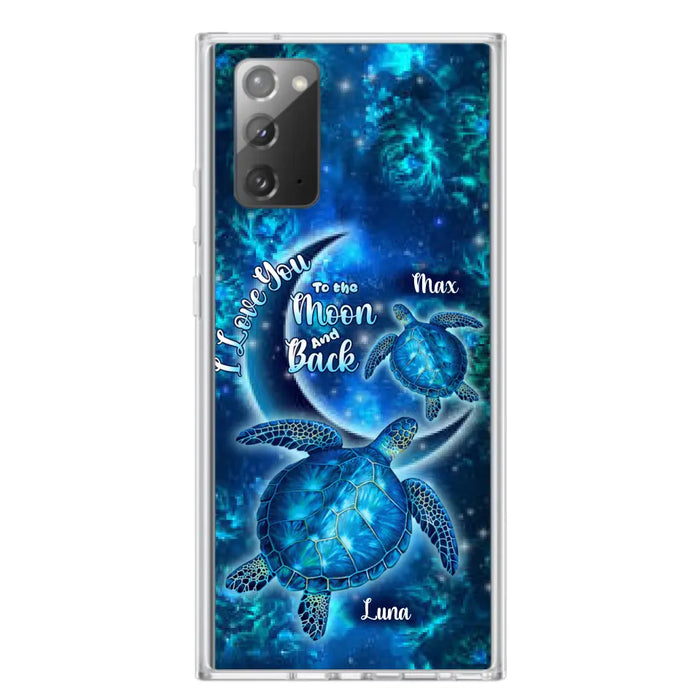 Custom Personalized Turtle Phone Case For Iphone and Samsung - Up to 6 Turtles - I Love You To The Moon And Back - IUNAG8