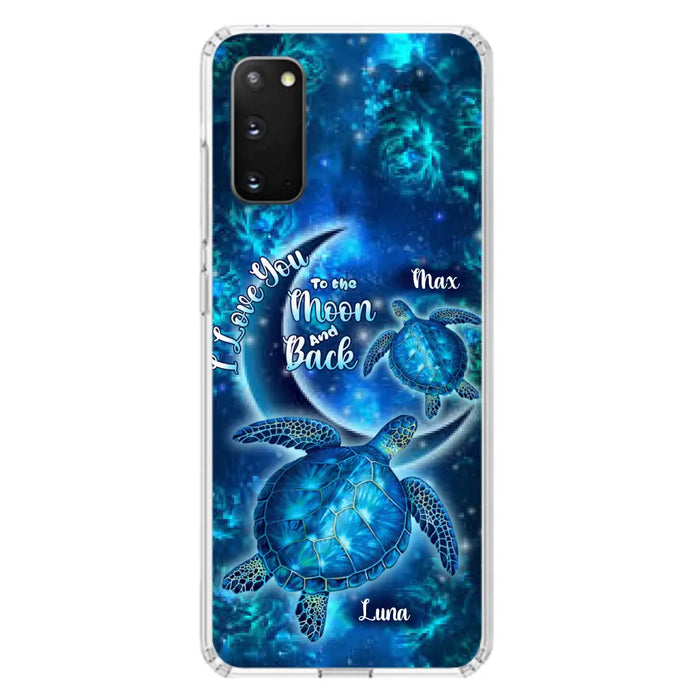 Custom Personalized Turtle Phone Case For Iphone and Samsung - Up to 6 Turtles - I Love You To The Moon And Back - IUNAG8