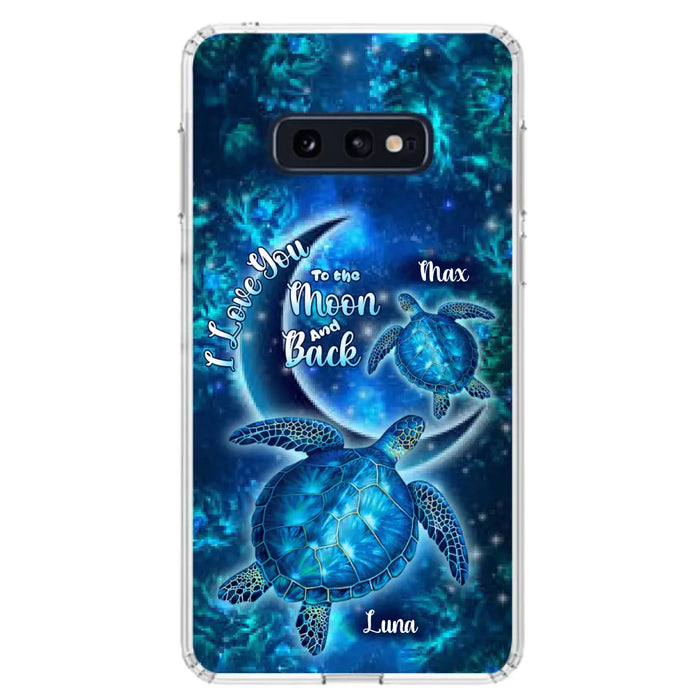 Custom Personalized Turtle Phone Case For Iphone and Samsung - Up to 6 Turtles - I Love You To The Moon And Back - IUNAG8