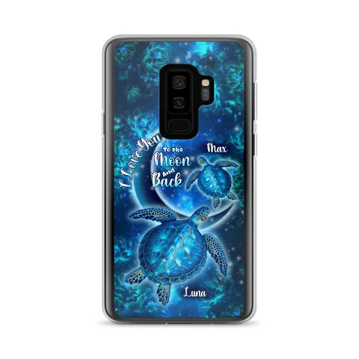 Custom Personalized Turtle Phone Case For Iphone and Samsung - Up to 6 Turtles - I Love You To The Moon And Back - IUNAG8