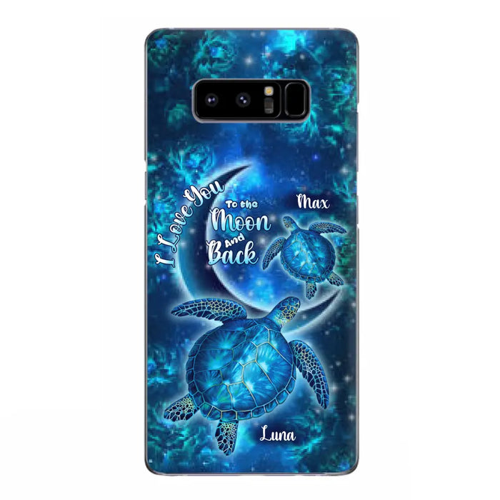 Custom Personalized Turtle Phone Case For Iphone and Samsung - Up to 6 Turtles - I Love You To The Moon And Back - IUNAG8