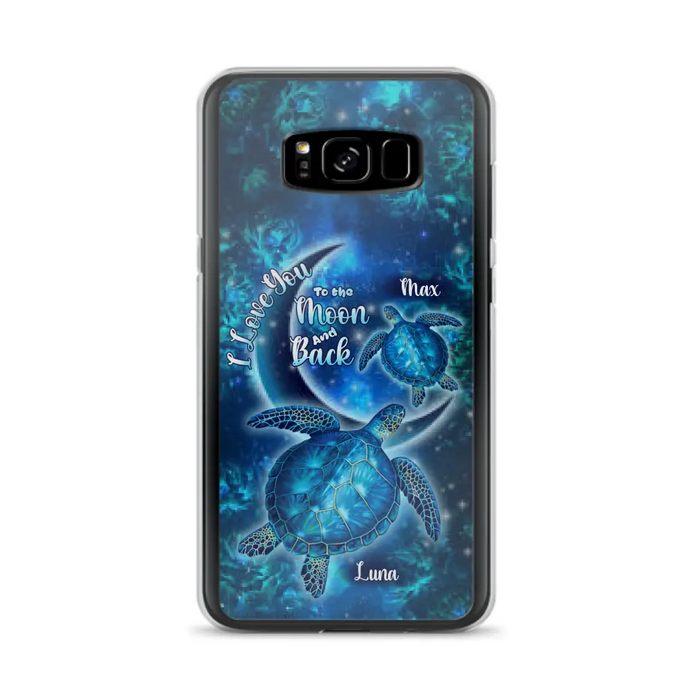 Custom Personalized Turtle Phone Case For Iphone and Samsung - Up to 6 Turtles - I Love You To The Moon And Back - IUNAG8