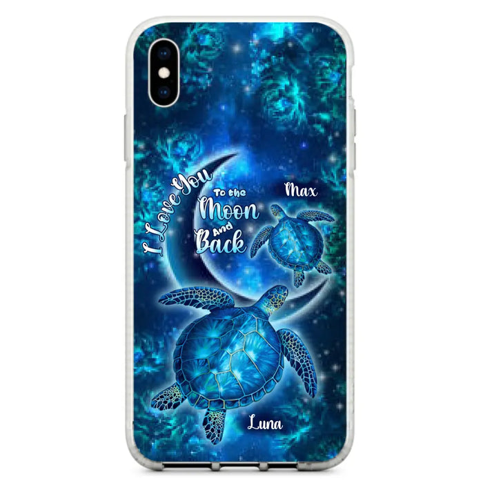 Custom Personalized Turtle Phone Case For Iphone and Samsung - Up to 6 Turtles - I Love You To The Moon And Back - IUNAG8