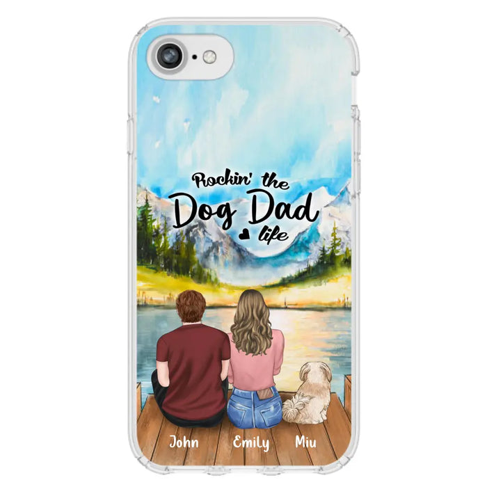 Custom Personalized Pet Parents Phone Case - Parents & Upto 3 Pets - Gifts For Dog Lovers,Cat Lovers - Rockin' The Dog Dad Life