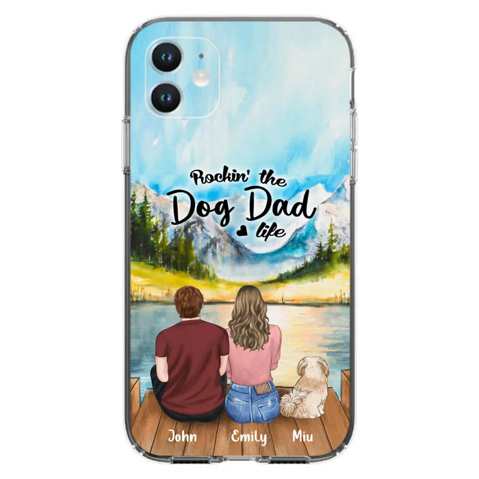 Custom Personalized Pet Parents Phone Case - Parents & Upto 3 Pets - Gifts For Dog Lovers,Cat Lovers - Rockin' The Dog Dad Life