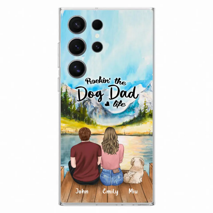 Custom Personalized Pet Parents Phone Case - Parents & Upto 3 Pets - Gifts For Dog Lovers,Cat Lovers - Rockin' The Dog Dad Life