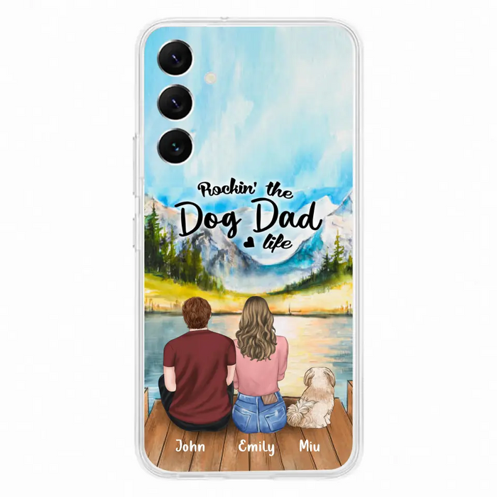 Custom Personalized Pet Parents Phone Case - Parents & Upto 3 Pets - Gifts For Dog Lovers,Cat Lovers - Rockin' The Dog Dad Life