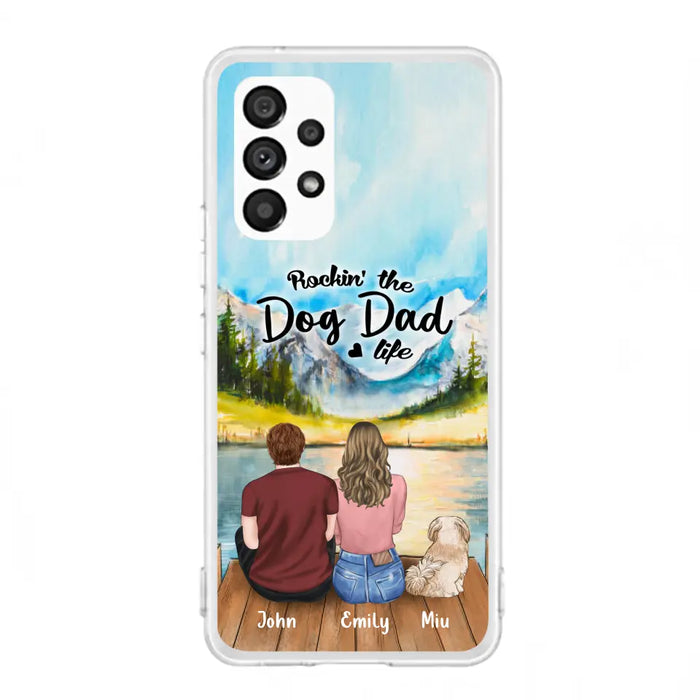 Custom Personalized Pet Parents Phone Case - Parents & Upto 3 Pets - Gifts For Dog Lovers,Cat Lovers - Rockin' The Dog Dad Life