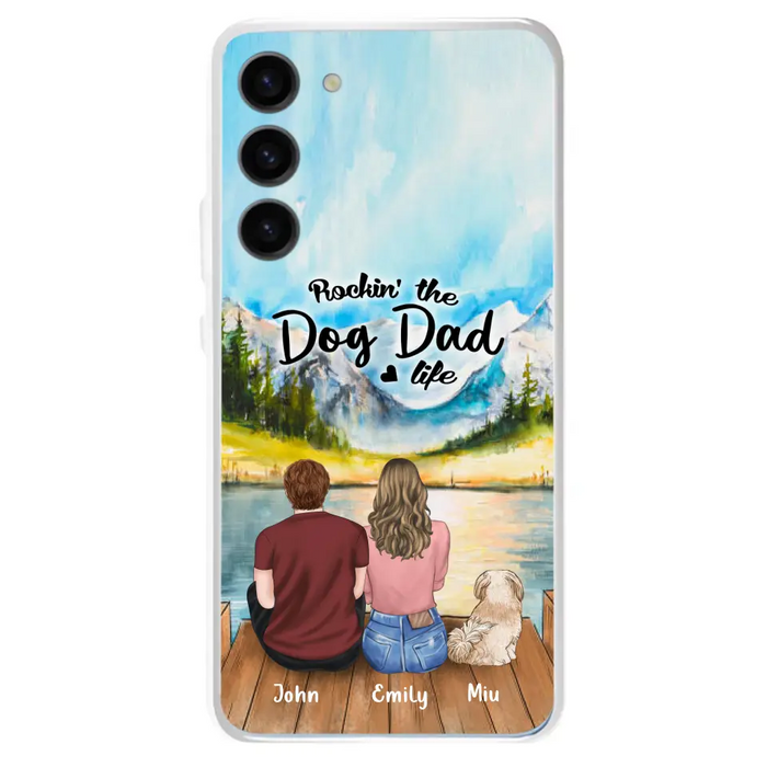 Custom Personalized Pet Parents Phone Case - Parents & Upto 3 Pets - Gifts For Dog Lovers,Cat Lovers - Rockin' The Dog Dad Life