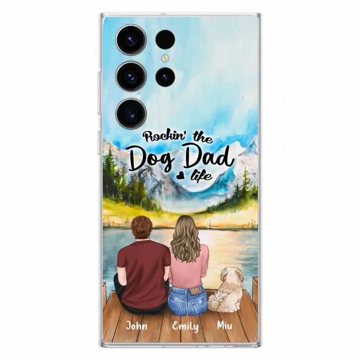 Custom Personalized Pet Parents Phone Case - Parents & Upto 3 Pets - Gifts For Dog Lovers,Cat Lovers - Rockin' The Dog Dad Life