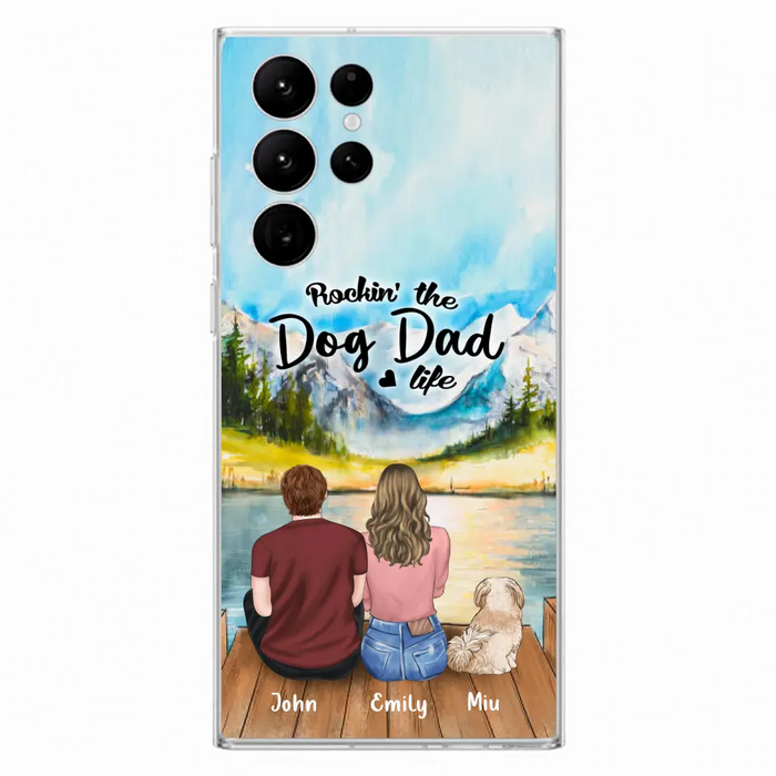 Custom Personalized Pet Parents Phone Case - Parents & Upto 3 Pets - Gifts For Dog Lovers,Cat Lovers - Rockin' The Dog Dad Life