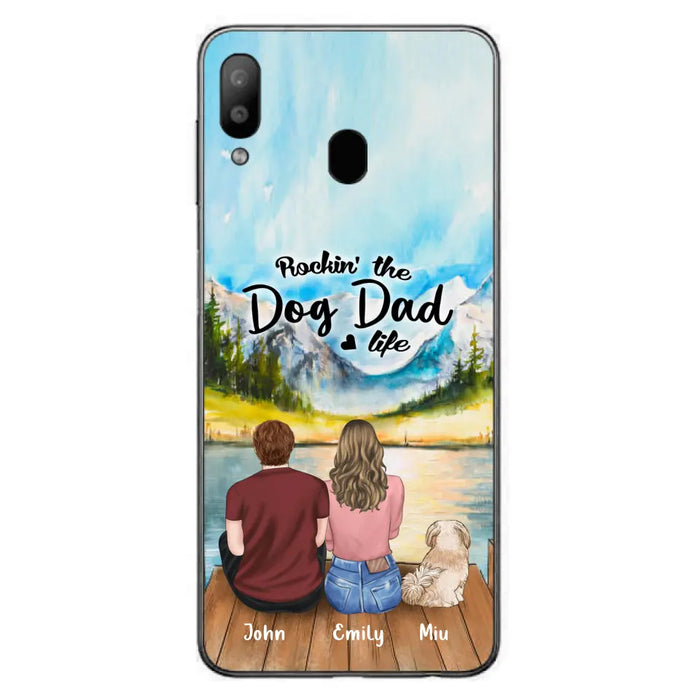 Custom Personalized Pet Parents Phone Case - Parents & Upto 3 Pets - Gifts For Dog Lovers,Cat Lovers - Rockin' The Dog Dad Life