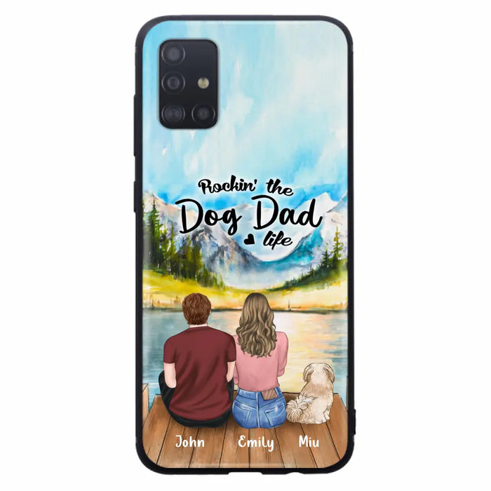 Custom Personalized Pet Parents Phone Case - Parents & Upto 3 Pets - Gifts For Dog Lovers,Cat Lovers - Rockin' The Dog Dad Life