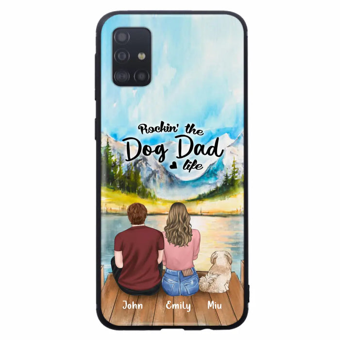 Custom Personalized Pet Parents Phone Case - Parents & Upto 3 Pets - Gifts For Dog Lovers,Cat Lovers - Rockin' The Dog Dad Life